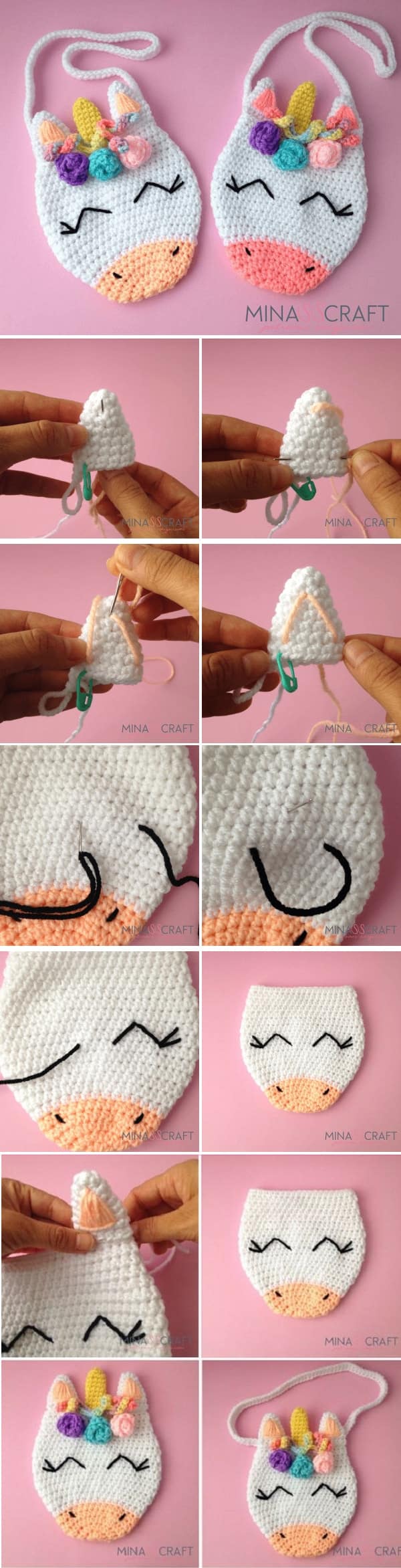 unicorn crochet purse