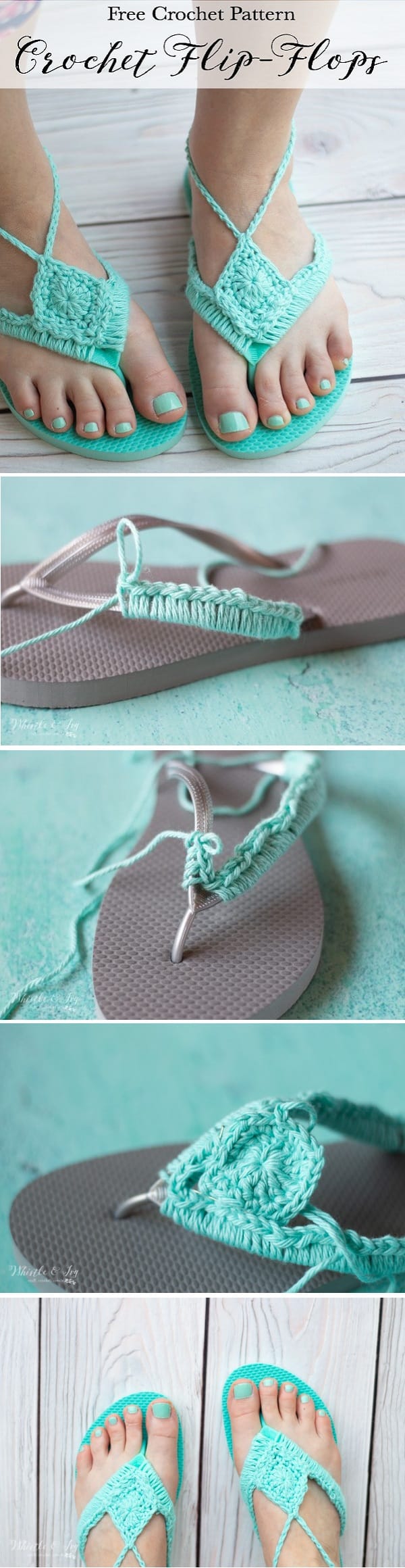 Crochet Flip Flops Upcycle - Turn your cheap foam flip flops into cute boho crochet sandals with this easy crochet hack.