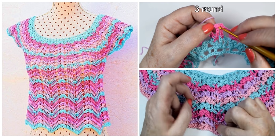 how to crochet a lovely summer top, tutorial step by step