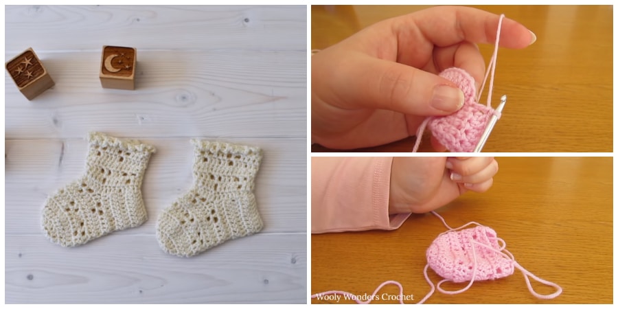 This tutorial will show you how to crochet pretty lace baby socks. This tutorial is suitable for beginners.