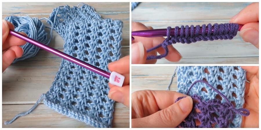 I'm really excited to show you this Tunisian Crochet lace stitch Pattern. A special hook is needed to complete this method of crochet.