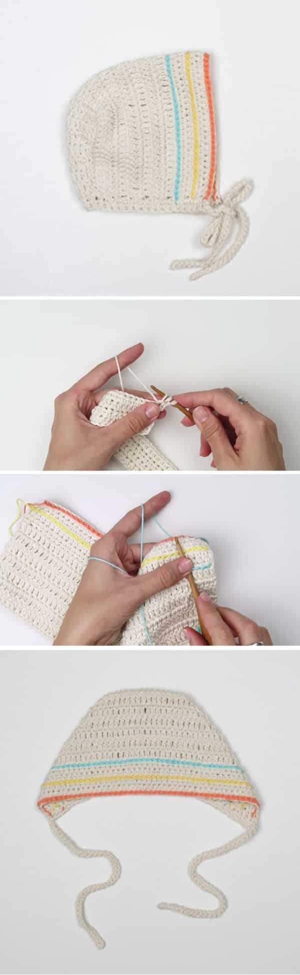 This is a super easy and fast step by step tutorial that will teach you how to crochet baby bonnet.