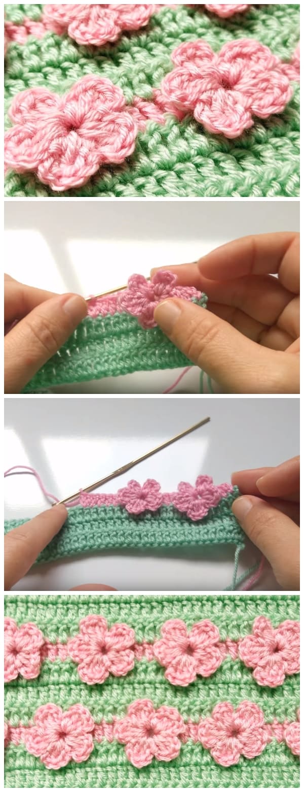 This is a Crochet Flower Stitch that can be applied on blankets, cushions, curtain guards, etc. The flower stitch is a specific crocheting technique, which you may or may not already be familiar with.