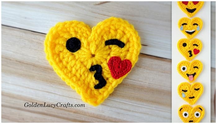 These little Crochet Heart Shaped Emojis are super adorable. You can use them for home decoration, embellishments, as appliques or just give them as a present to family or friends.