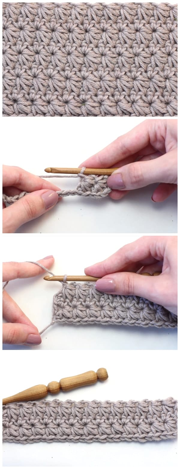 Crochet Star Stitch creates a thick fabric with very little drape. Learn how to crochet the cosy and beautifully textured "Star Stitch" with this easy-to-follow video tutorial. Enjoy, guys !