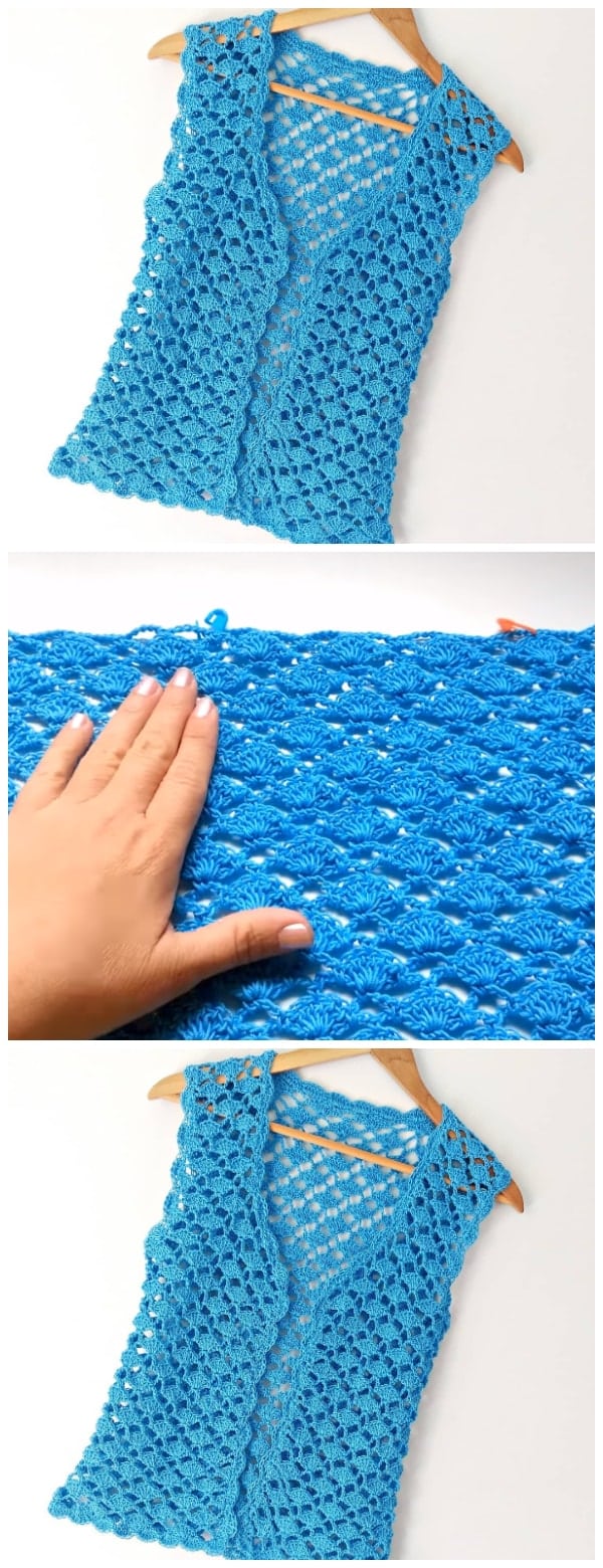 Step by step Crochet Vest Tutorial for women, in all sizes. This vest is an easy wear choice for warm summer days. This casual fashion hit will definitely get noticed, so show it off in style. Enjoy, guys !