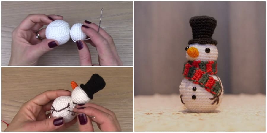 It's time to create holiday home decor and unique gifts. Here is another gift idea for Christmas - Cute Crochet Snowman Amigurumi dressed in bright striped winter hat and mittens. Enjoy !