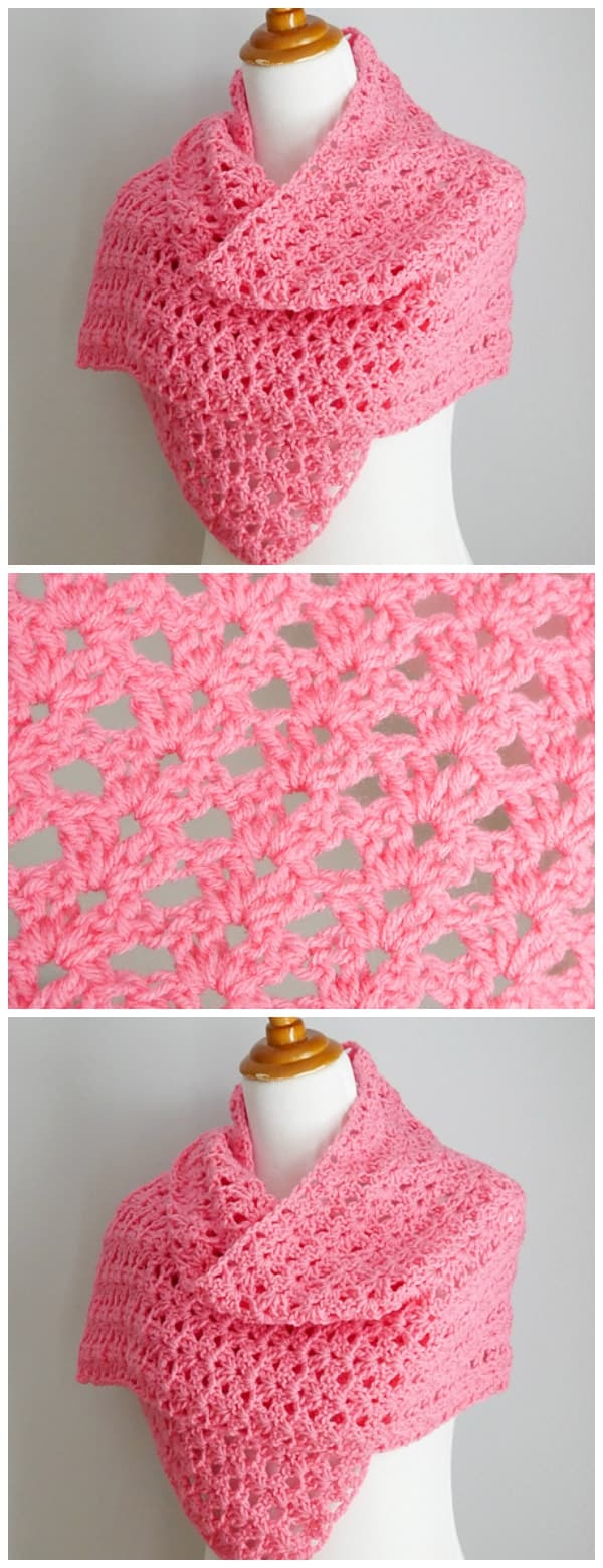 Crochet the Think Pink Friendship Shawl is a gorgeous and easy to stitch project for breast cancer awareness. This makes a very special gift for a friend, family member, or a support group. Looks equally lovely in stripes of pinks too. I love this ! Enjoy, guys !