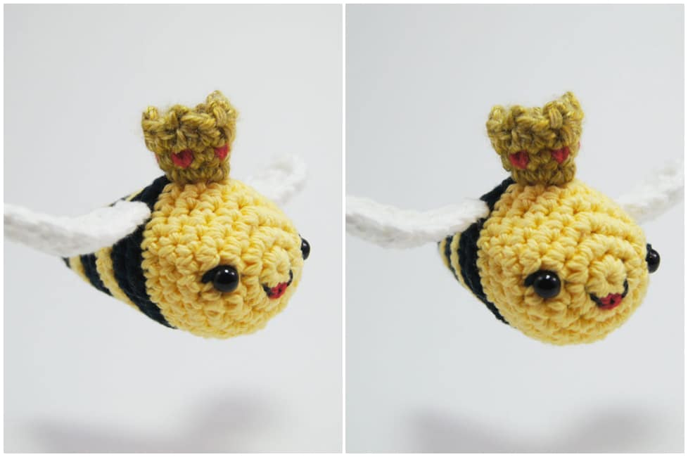 This little Queen Bee miniature amigurumi measures about 6 inches long when finished and includes 5 unique video tutorials to help you get through the tough parts. Enjoy !