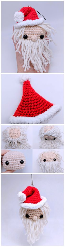Amigurumi Crochet Cube Santa is here and he is excited to meet you all. He is happy to chill on your Christmas Tree or be attached to your bag to join you on your walks. Happy Christmas !