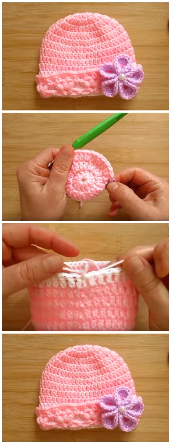Here is how to Crochet Baby Hat With Flower. Please take a look and let me know how you like it as you create this cute hat in a variety of sizes. Enjoy, guys !