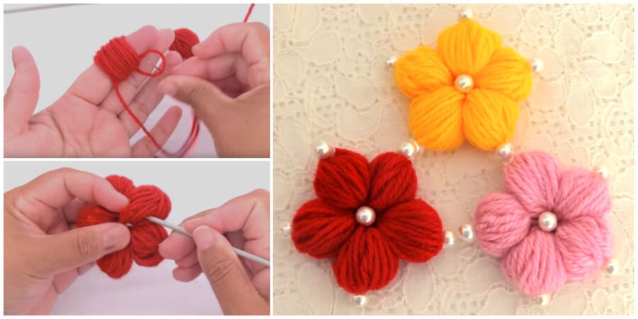 Hand Embroidery 3D fluffy flowers, Simple & Easy tutorial