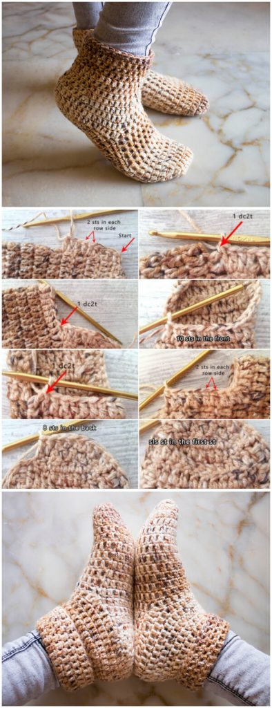 In this post you’ll be able to make quick crochet slippers to keep your feet warm in the winter. This pattern is simple and straight forward. You can make any size and It depends on you. You can make bigger sizes by using thicker yarn and a bigger crochet hook. Enjoy !