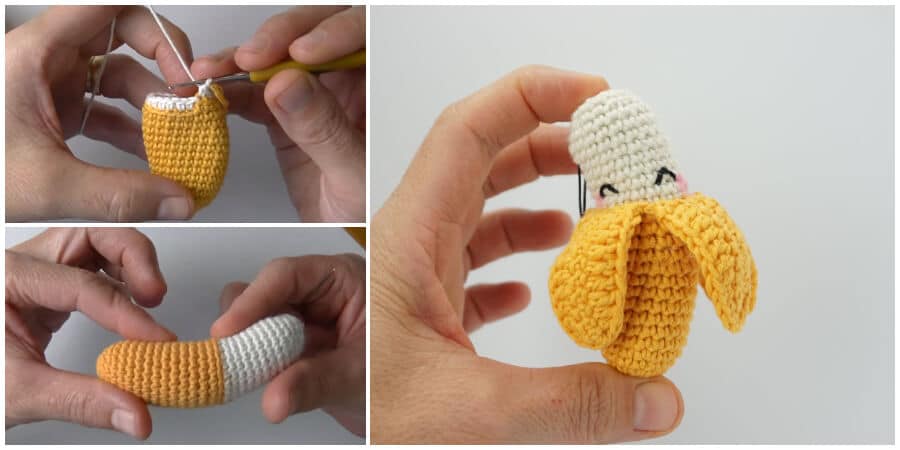 I cannot handle how tiny and adorable This Crochet Banana Keychain Is. They would make the perfect little bag charm or accessory for a fun summer outfit. The best part about these is how quick you can whip them up. Enjoy !