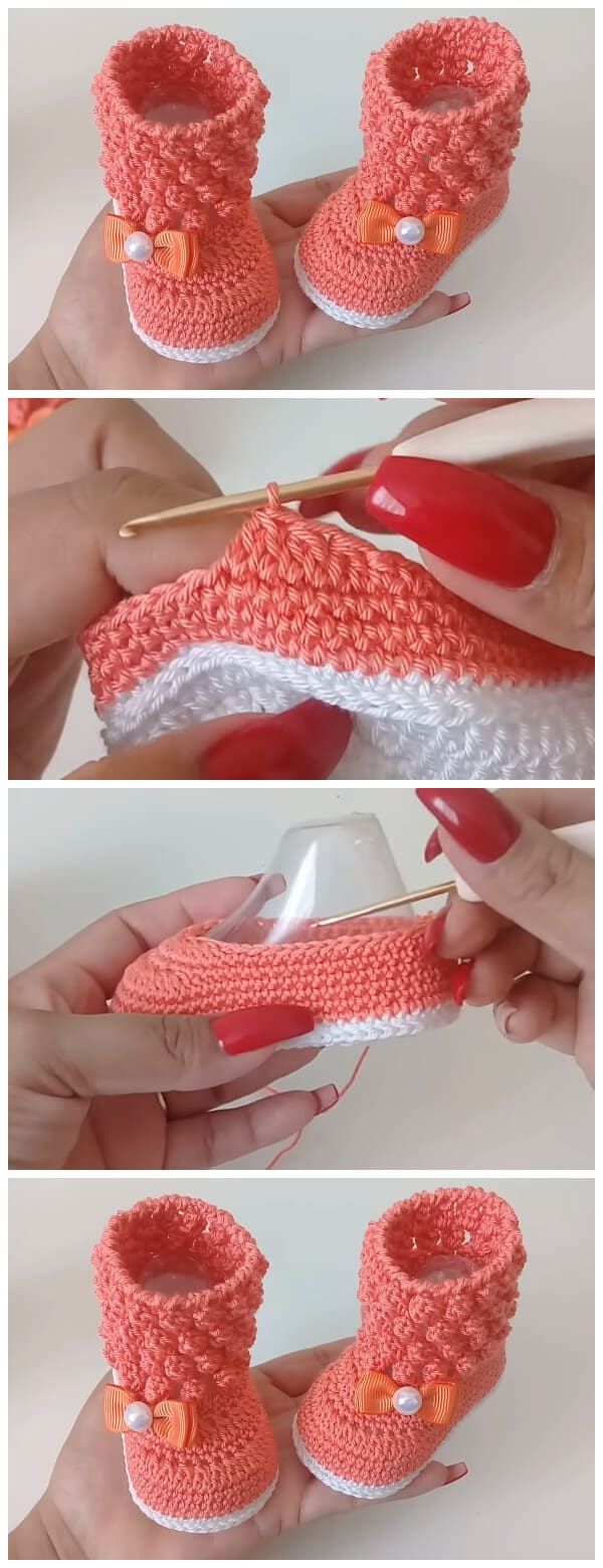 These adorable crochet booties for baby are great accessories, they are crocheted of high-quality yarn. These adorable booties can be for a baby girl. It's for 0 to 3 months babies. Enjoy !