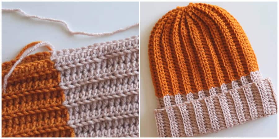 I'm going to show you how to make an easy, two collors Crochet Ribbed Hat. So here is a super easy ribbed crochet beanie that would be a great, step by step video tutorial for a beginners. 