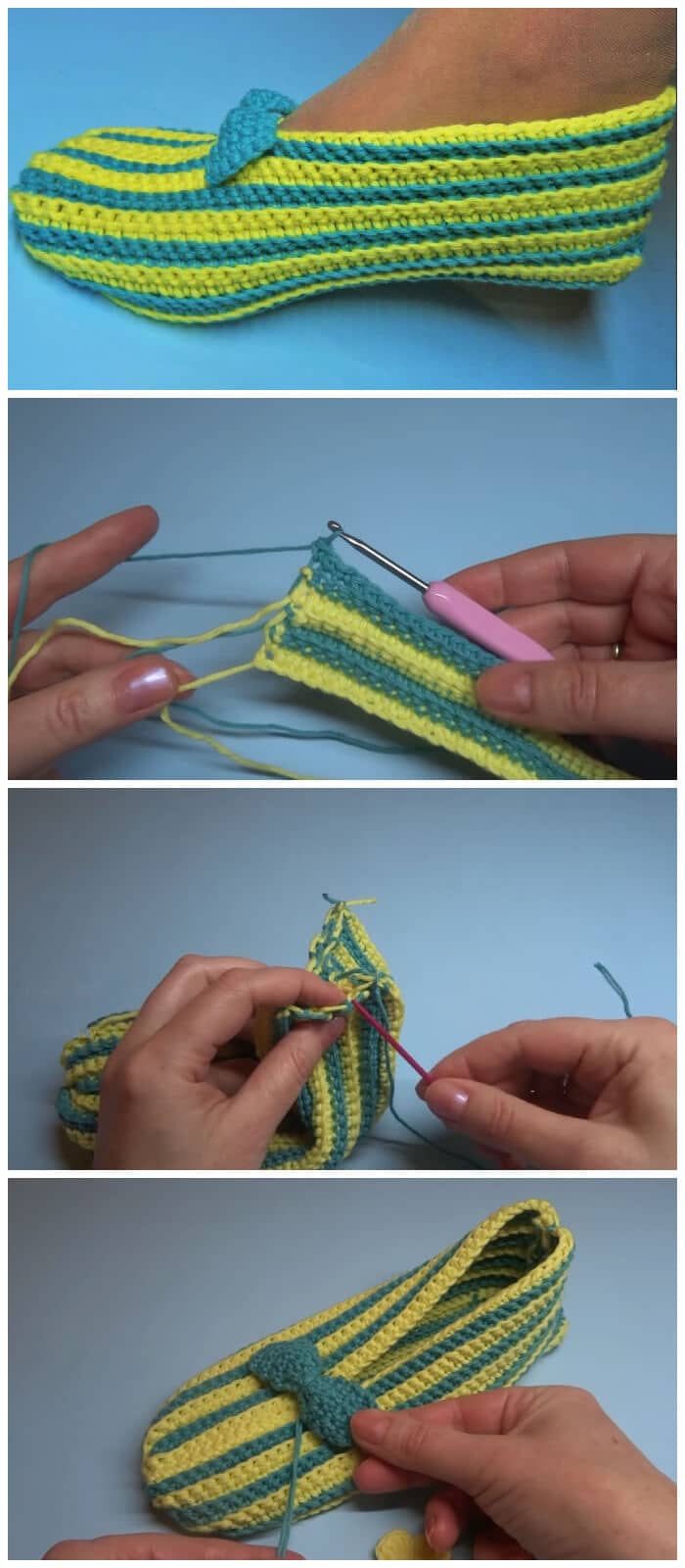 Here is  step by step instructions and video tutorial how to crochet simple slippers. This is a very simple crochet pattern worked primarily using single crochet stitches. Enjoy !