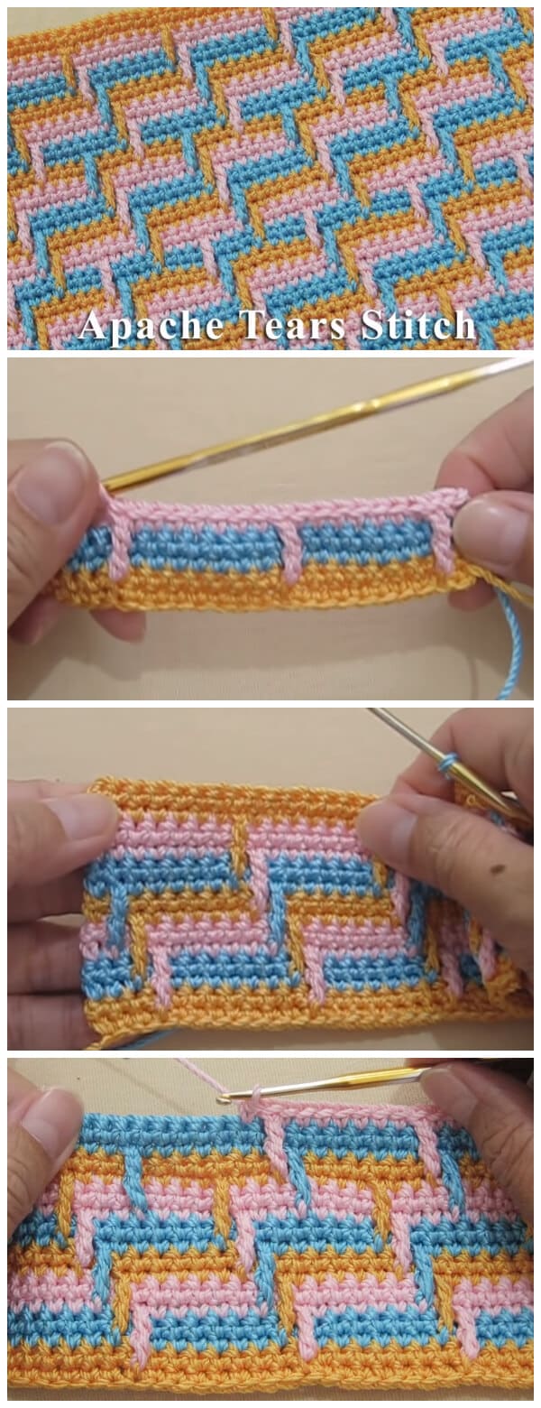 Crochet apache tears stitch is probably the best technique for those who love making colorful shawls, blankets, mittens and etc. We wish you a very best of luck and joy with learning this extraordinary stitch.