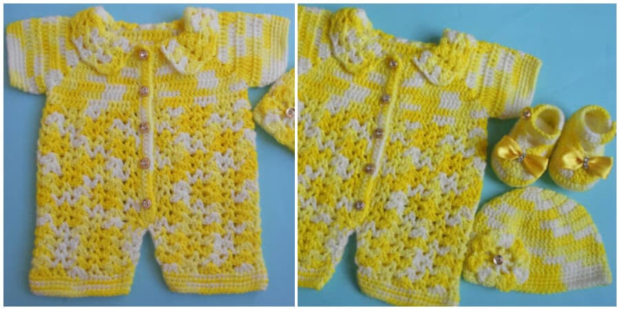 This is a Crochet Baby Romper Sweater set for the small babies, this romper set made for 0-3 months baby.