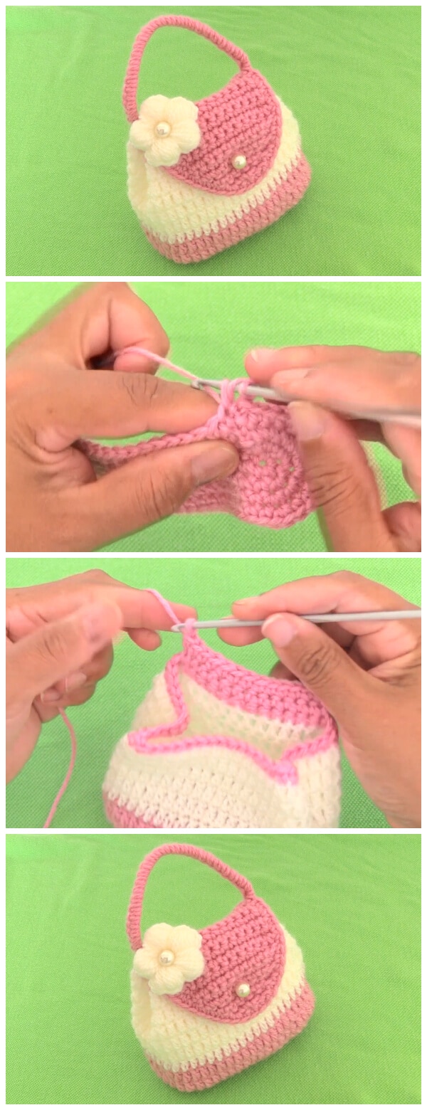 Here you will learn how to Crochet Bag With 3D Knit Flower. It's free tutorial and easy for beginners.
