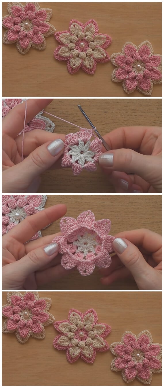 crochet flower tutorial step by step