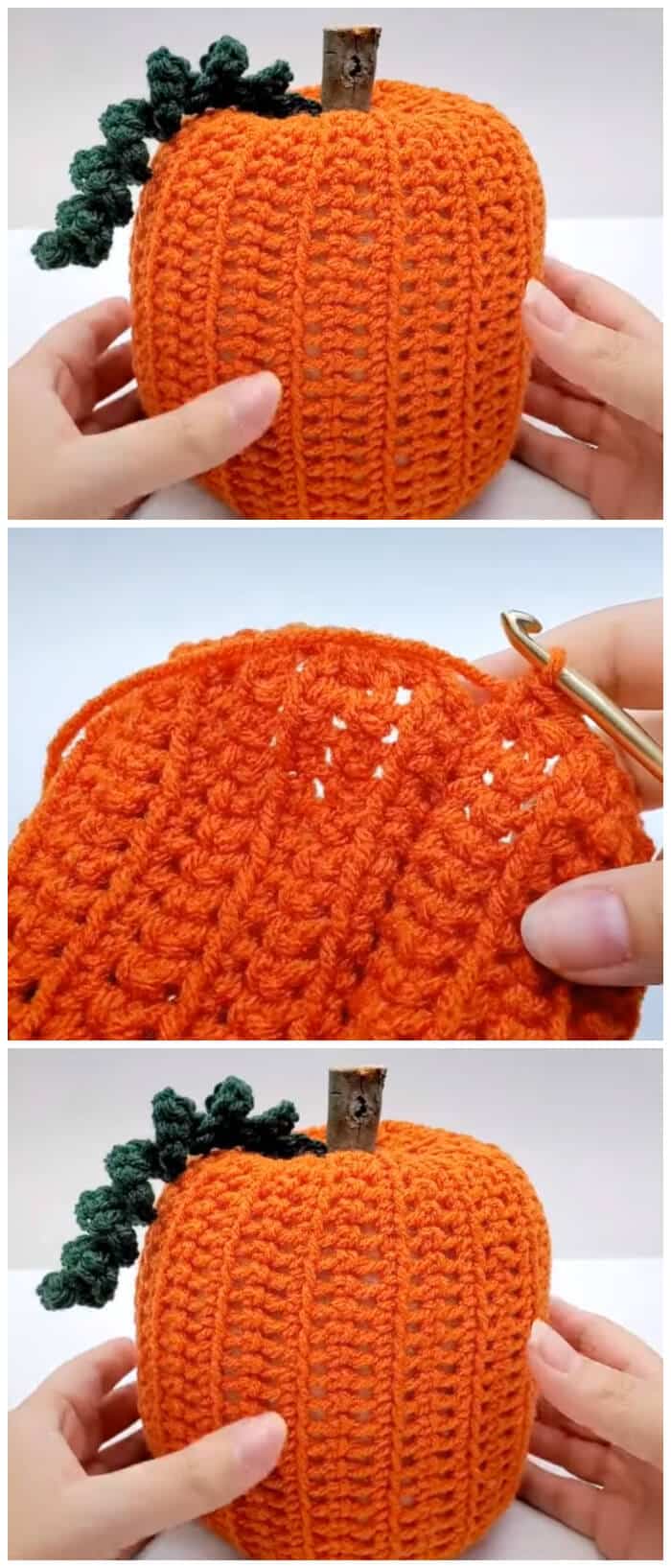 Learn how to crochet this Easy Crochet 3D Pumpkin for decoration. you can make this crochet pumpkin and size by adjusting the chain. Follow this easy crochet tutorial by bag o day crochet to learn how to make your very own crochet pumpkin.