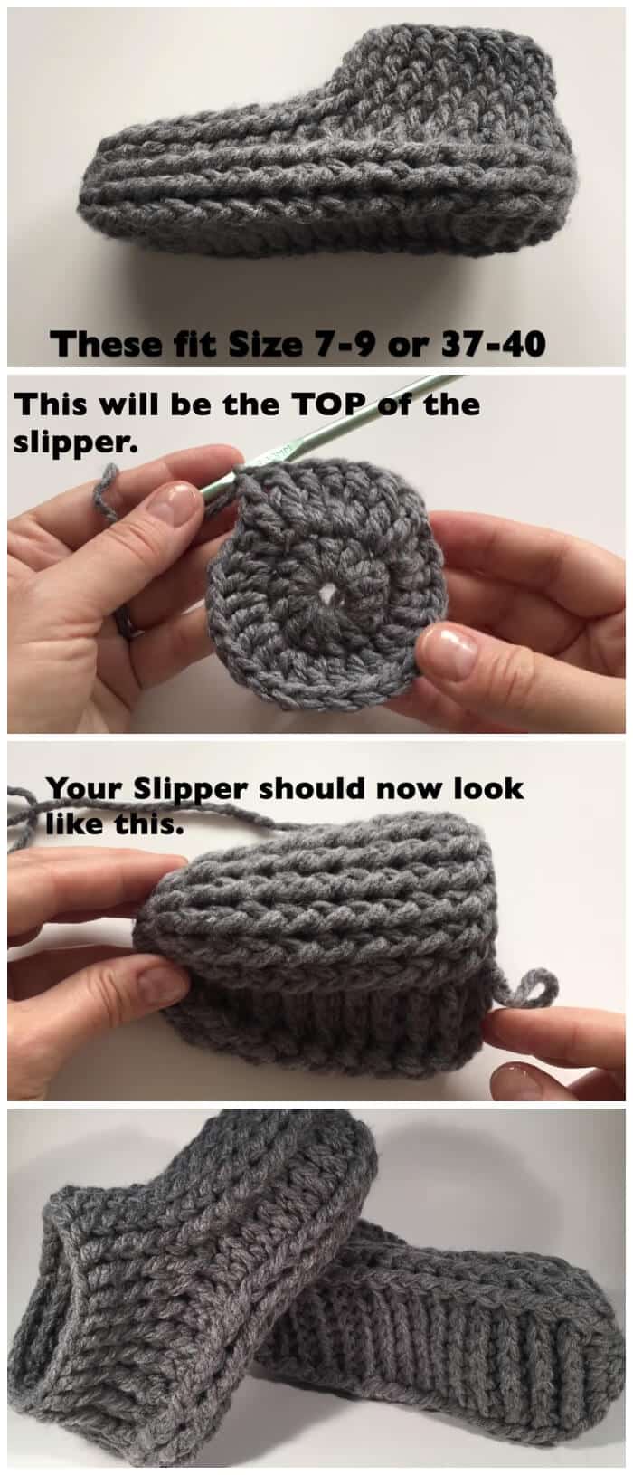 These Super Easy Crochet House Slippers are nothing fancy, just a simple slipper. These would be great to stuff in your purse to wear at others homes if you get cold feet.