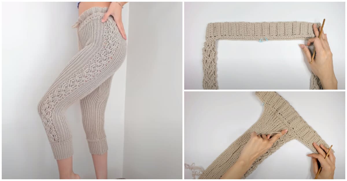 Here is a fun twist to our beloved Crochet Cable Stitch Leggings, BUT with the added elegance of cable stitches down the side. 