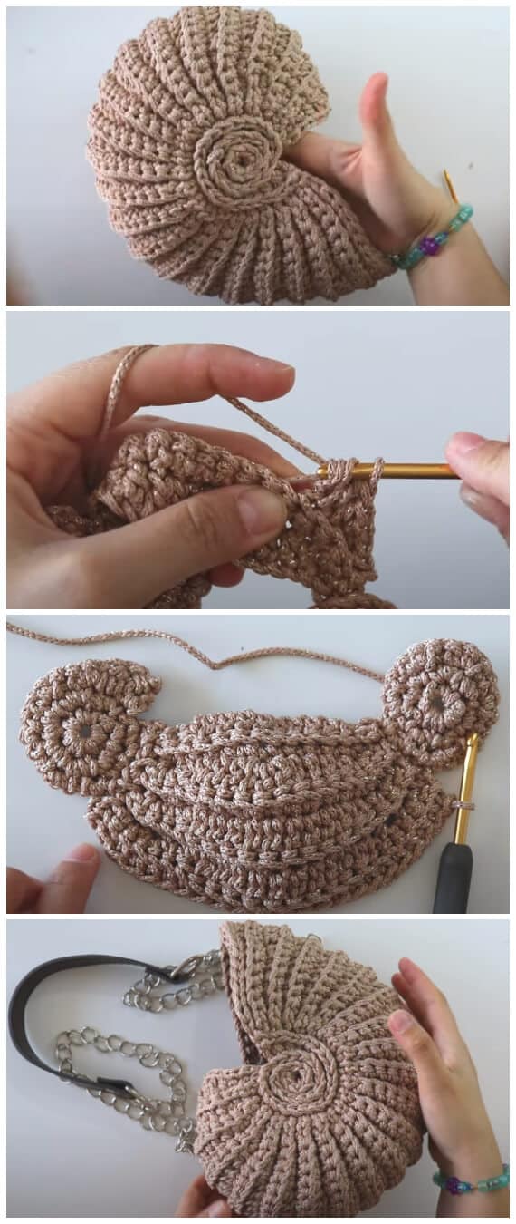 Today we will make a shiny Crochet Seashell Bag. You can use it as a basket too. Yes, it is a half circle bag And I really wanted to share the tutorial with you so everyone can make your own crochet seashell bag.
