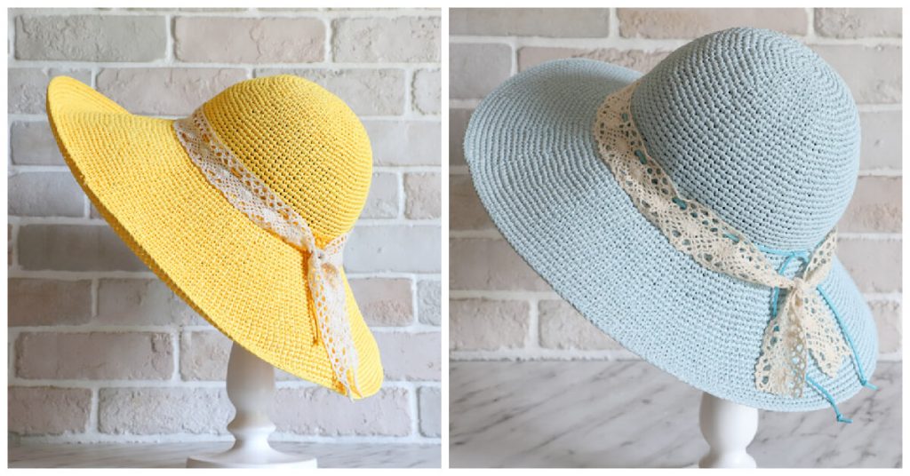This is the perfect Crochet Raffia Beach Hat Pattern. You can wear them to the park, beach, pool, or basically anywhere. Use them at any time when you’re out in the sun & the sun hats will protect your skin & eyes.