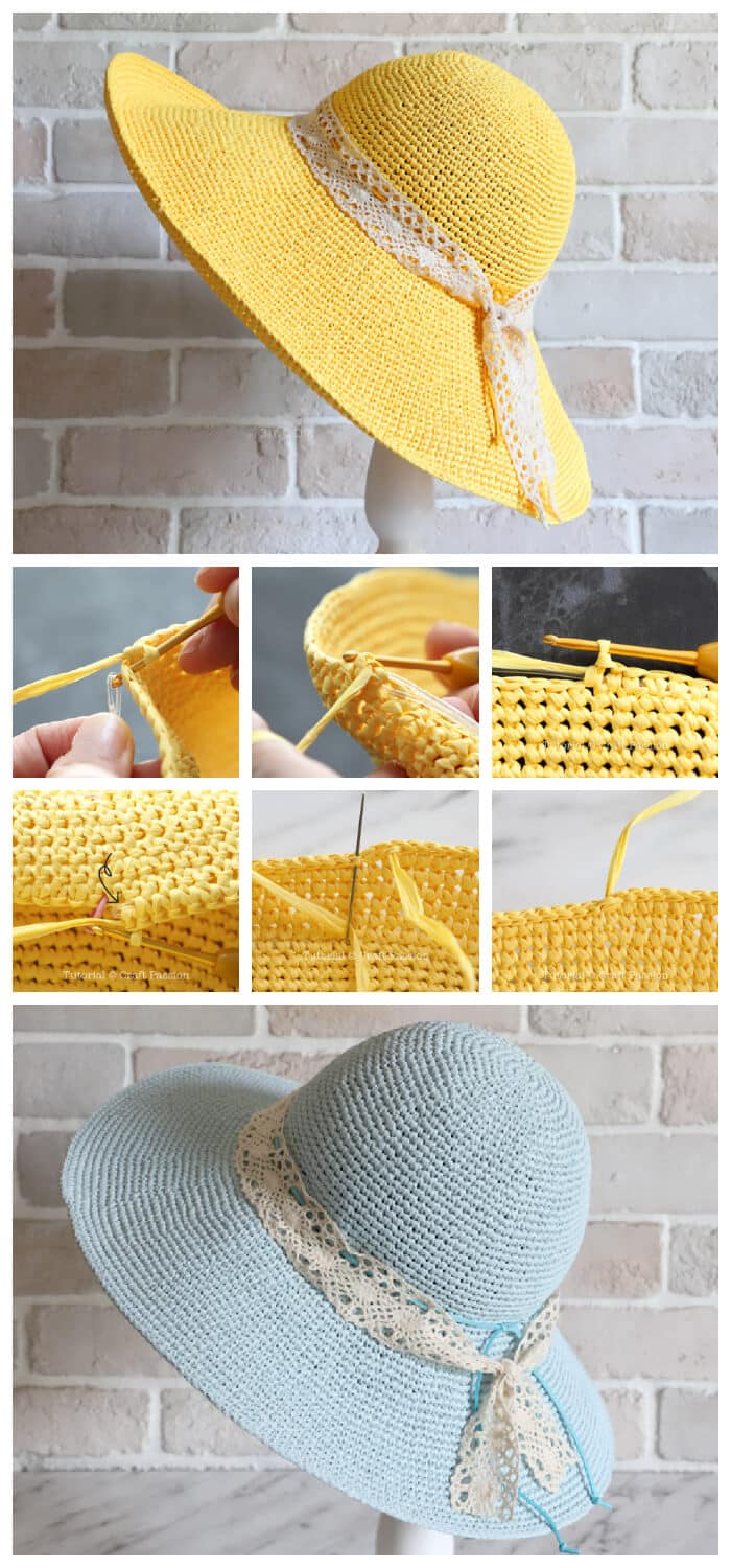 How to Crochet - This is the perfect Crochet Raffia Beach Hat Pattern. You can wear them to the park, beach, pool, or basically anywhere.