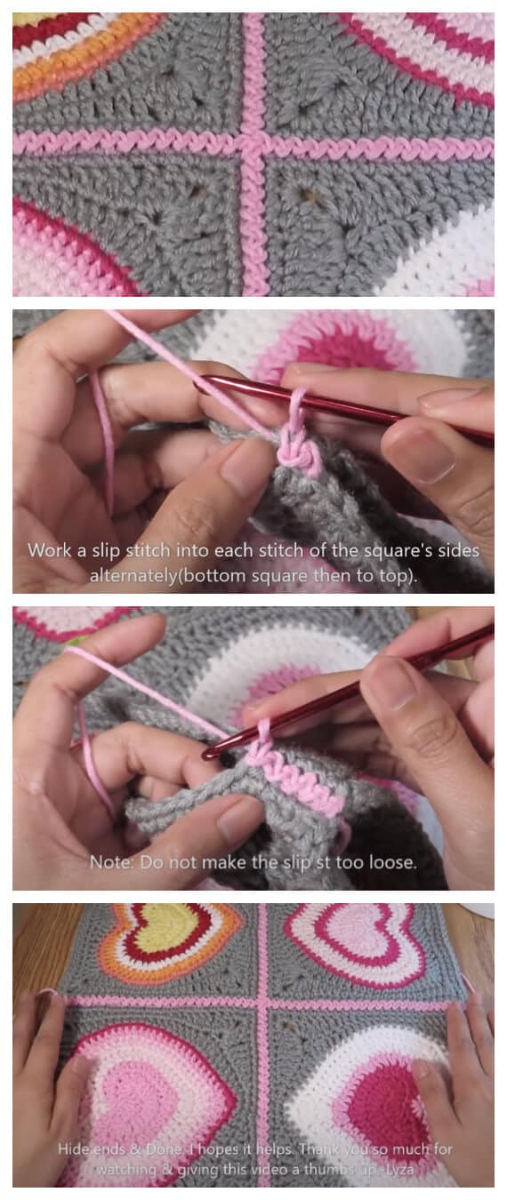 How to Crochet - There are so many methods for Joining Squares Idea in Crochet.  This one is my favourite, though, both for how it looks and for how flat the resulting seams are.