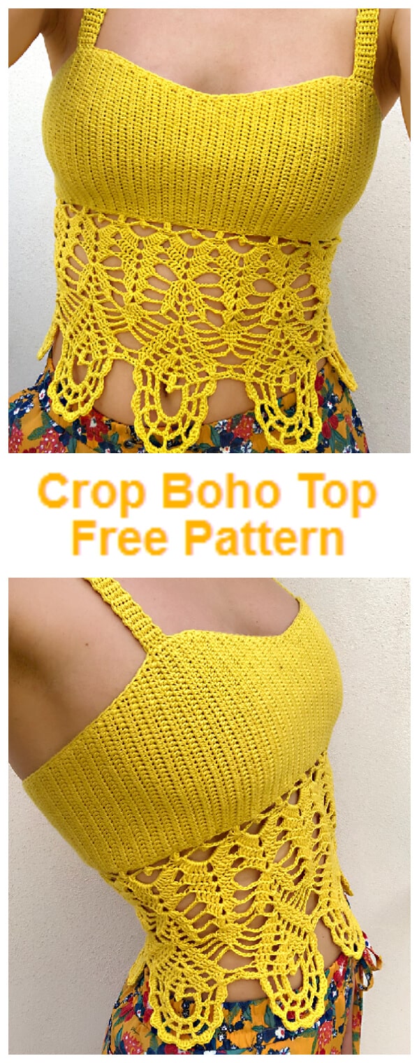 Remember that each Crochet Summer Crop Top Patterns can be crocheted to a longer length and transformed to a halter top or sleeveless top.