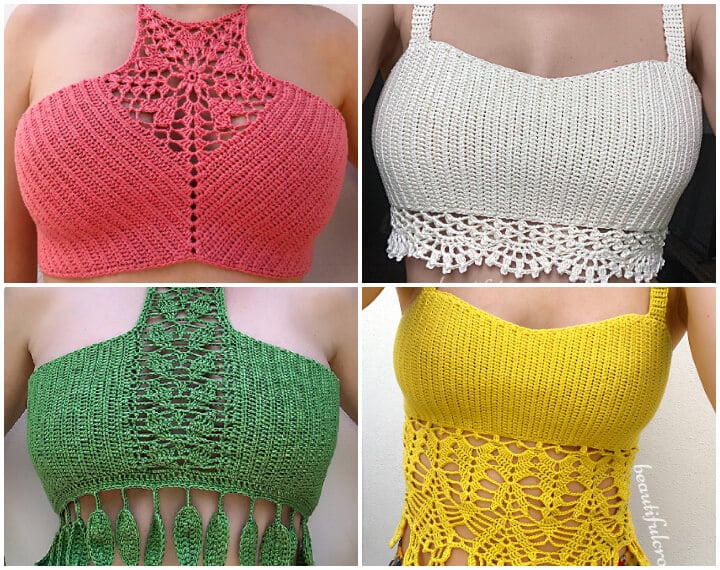Learn how to crochet these Top 4 Crochet Summer Crop Top Patterns. These free crochet crop top patterns are also accompanied by a video tutorials. It’s hot summer so far, so it’s the perfect time crochet a little summer top to keep cool.