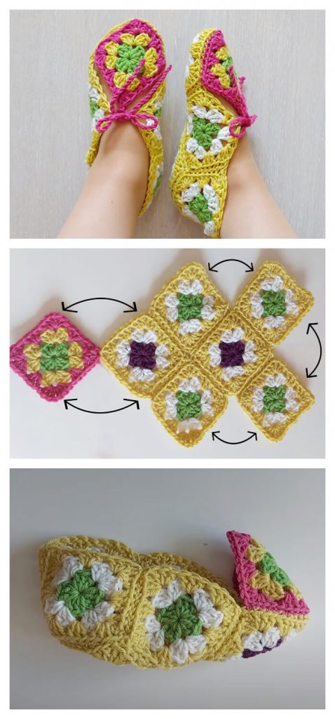 Crochet Granny Square Slippers Crochet Kingdom 1826