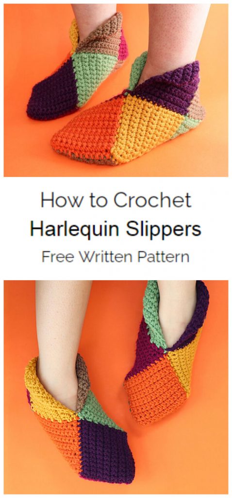 Harlequin Crochet Slippers - Crochet Kingdom