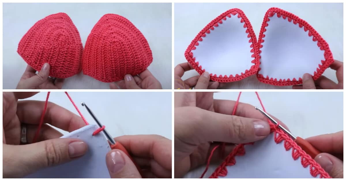 Crocheted Bra with Inserts/Pads  Crochet bra cup, Crochet bra, Crochet bra  pattern