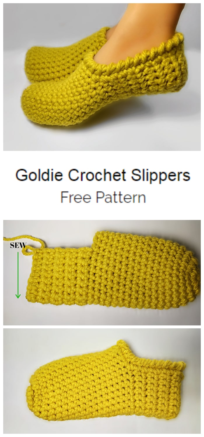 Learn How to Crochet Easy Goldie Crochet Slippers. The entire pattern is created using single crochet with optional reverse single crochets...