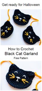 Hanging Decoration Black Cat Garland - Crochet Kingdom