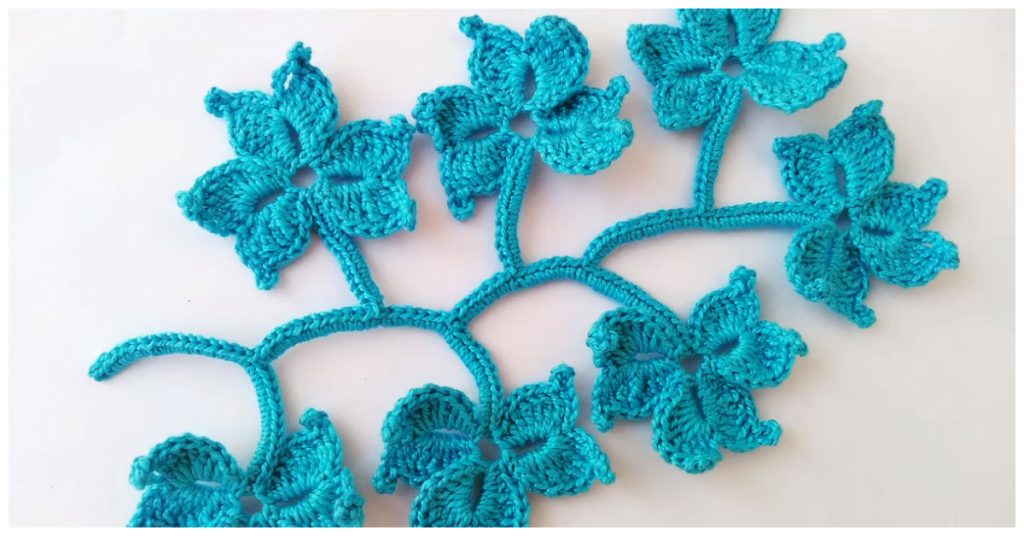 We are going to learn How To Crochet Irish Crochet Flower Branch. Some ways to use it – decorate a pillow or blanket, a photo album or picture frame.