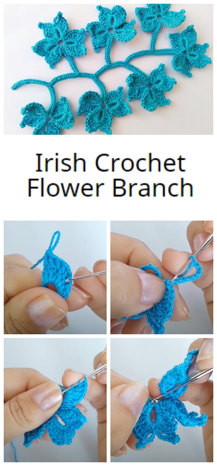 We are going to learn How To Crochet Irish Crochet Flower Branch. Some ways to use it – decorate a pillow or blanket, a photo album or picture frame.