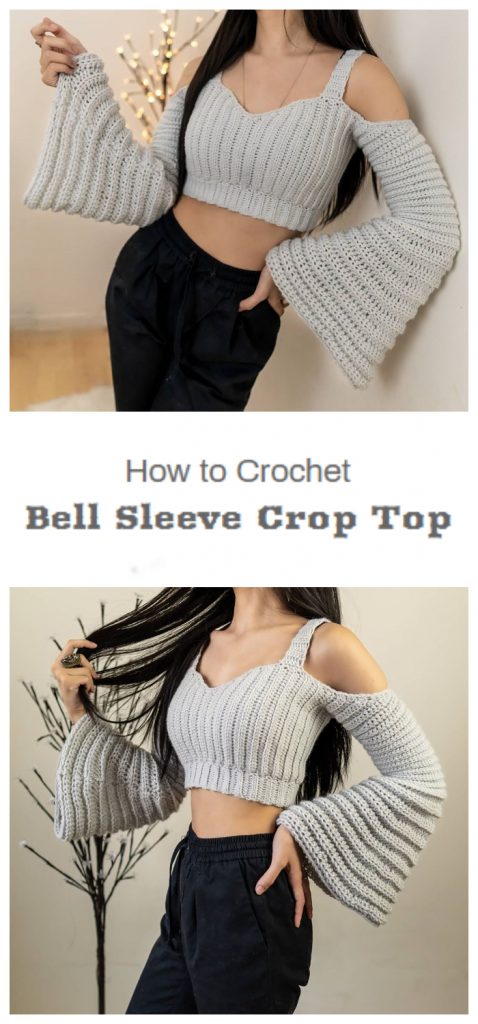 Crochet Pattern Bell Sleeve Crop Top With Strap Pattern PDF