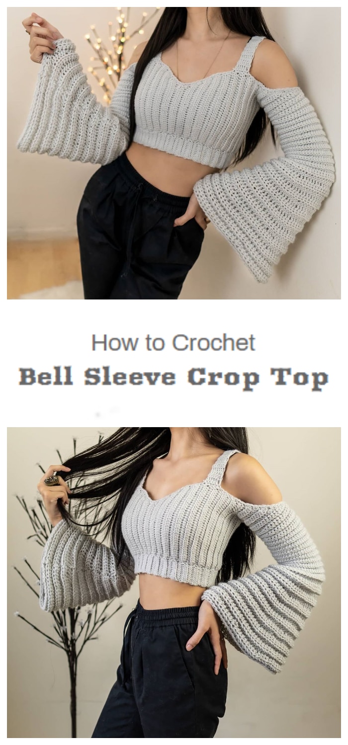 Crochet Bell Sleeve Crop Top - Crochet Kingdom