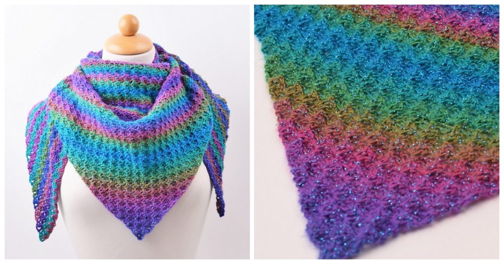 We are going to learn How to Crochet Colourful Moonlight Shawl. The shawl is crocheted in colourful Moonlight yarn which comes in 4 amazing colour combinaions. Pick your favourite and put some colours on the oncoming winter. This free crochet Moonlight Shawl pattern works up quickly and makes perfect gifts or just to treat yourself to a lovely scarf.