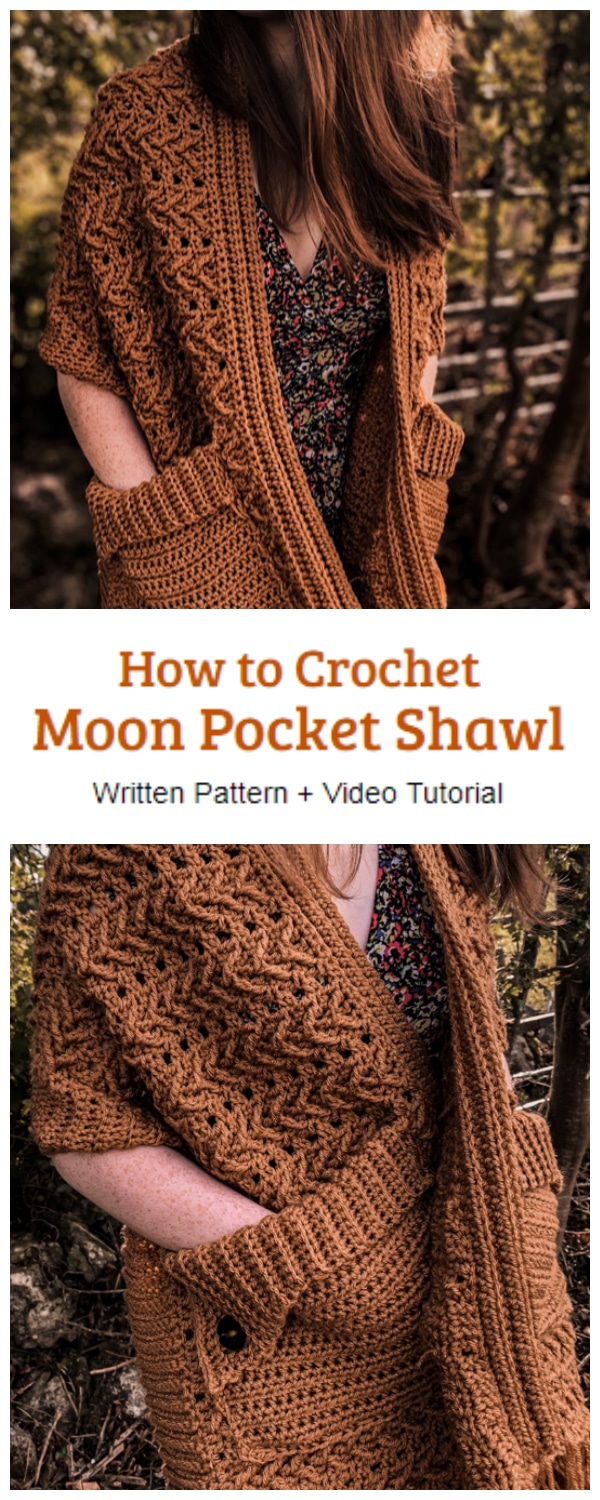 Crochet Harvest Moon Pocket Shawl Pattern - Crochet Kingdom