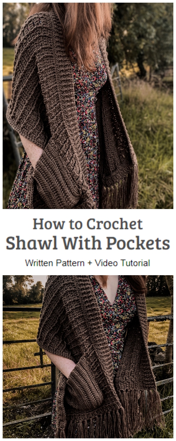 We are going to learn How to Crochet Shawl With Pockets. The crochet shawl measures approximately 56 inches long and 16 inches wide.
