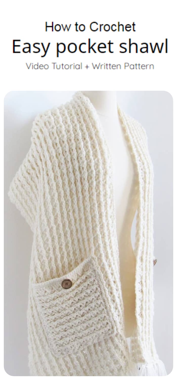We are going to learn How to Crochet Pocket Shawl Pattern. This is a super easy crochet pocket shawl that all skill levels can enjoy.