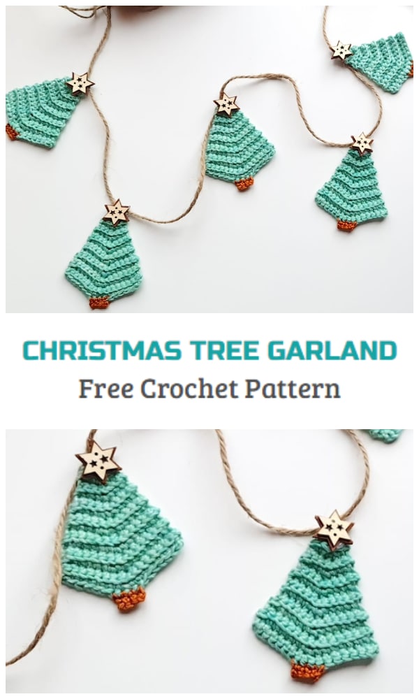 Crochet Christmas Tree Garland in 1 hour Crochet Kingdom