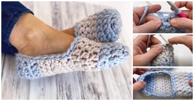 How to Crochet Easiest Slipper Socks - Crochet Kingdom