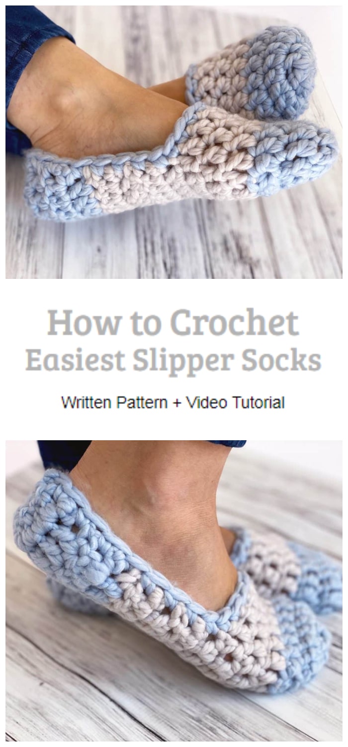 This easy crochet slipper socks pattern is easy to customize for most adult feet and makes a great gift.